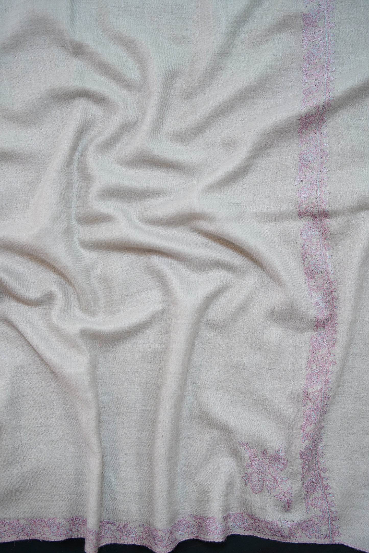 smoke grey GI embroidery pashmina stole 0224