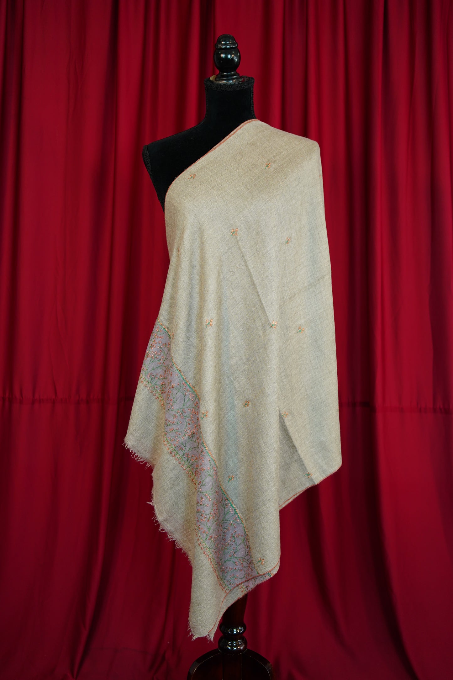 natural GI embroidery pashmina stole 0228