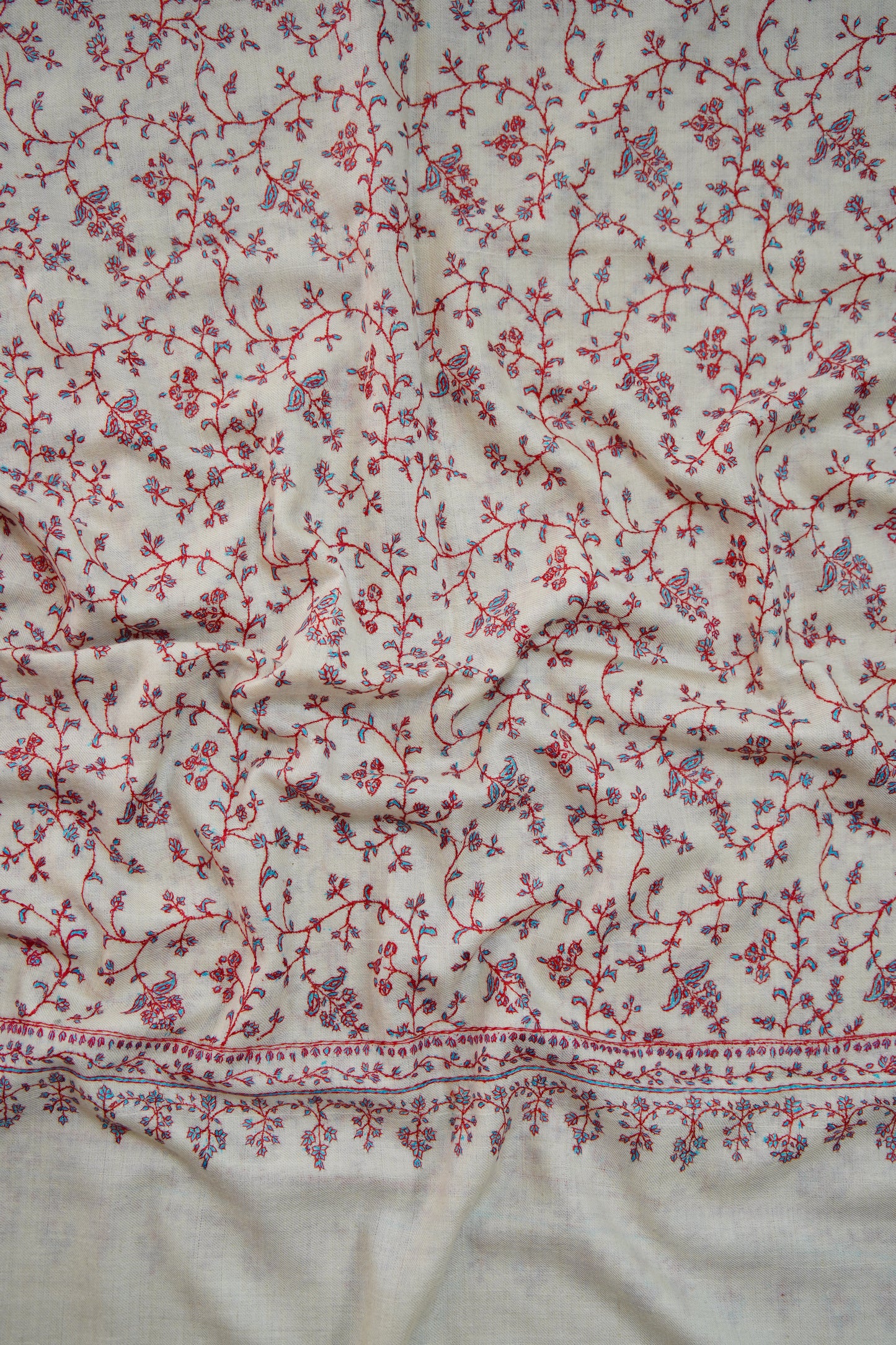 pure white GI jaali embroidery pashmina stole 0230
