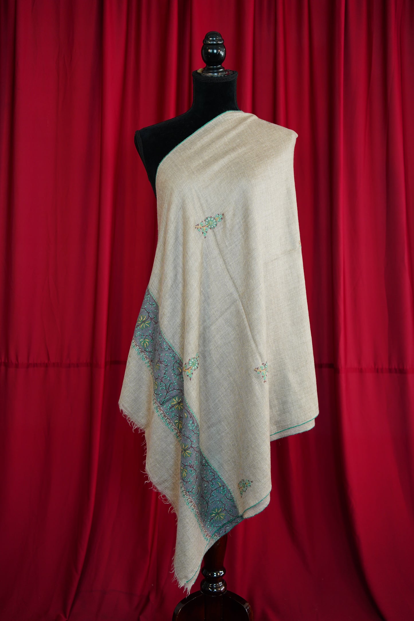 natural Gi butis embroidery pashmina stole 0232