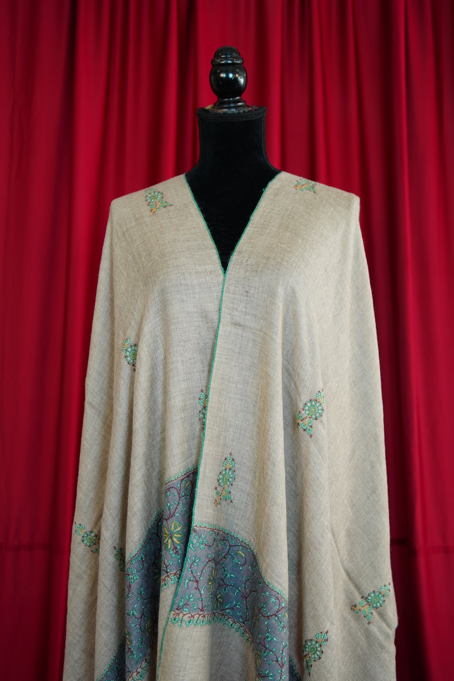 natural Gi butis embroidery pashmina stole 0232