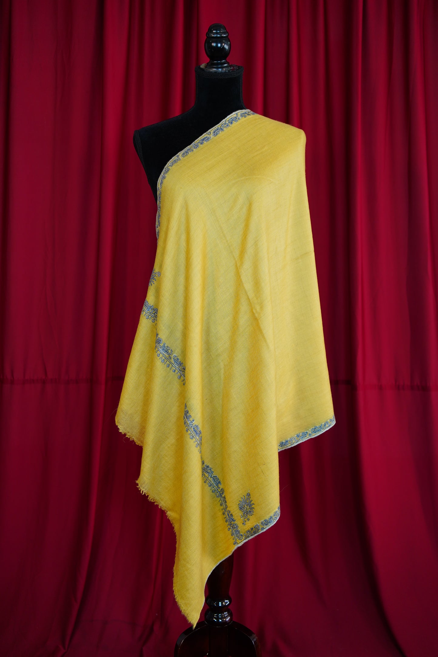 yellow GI embroidery pashmina stole 0233
