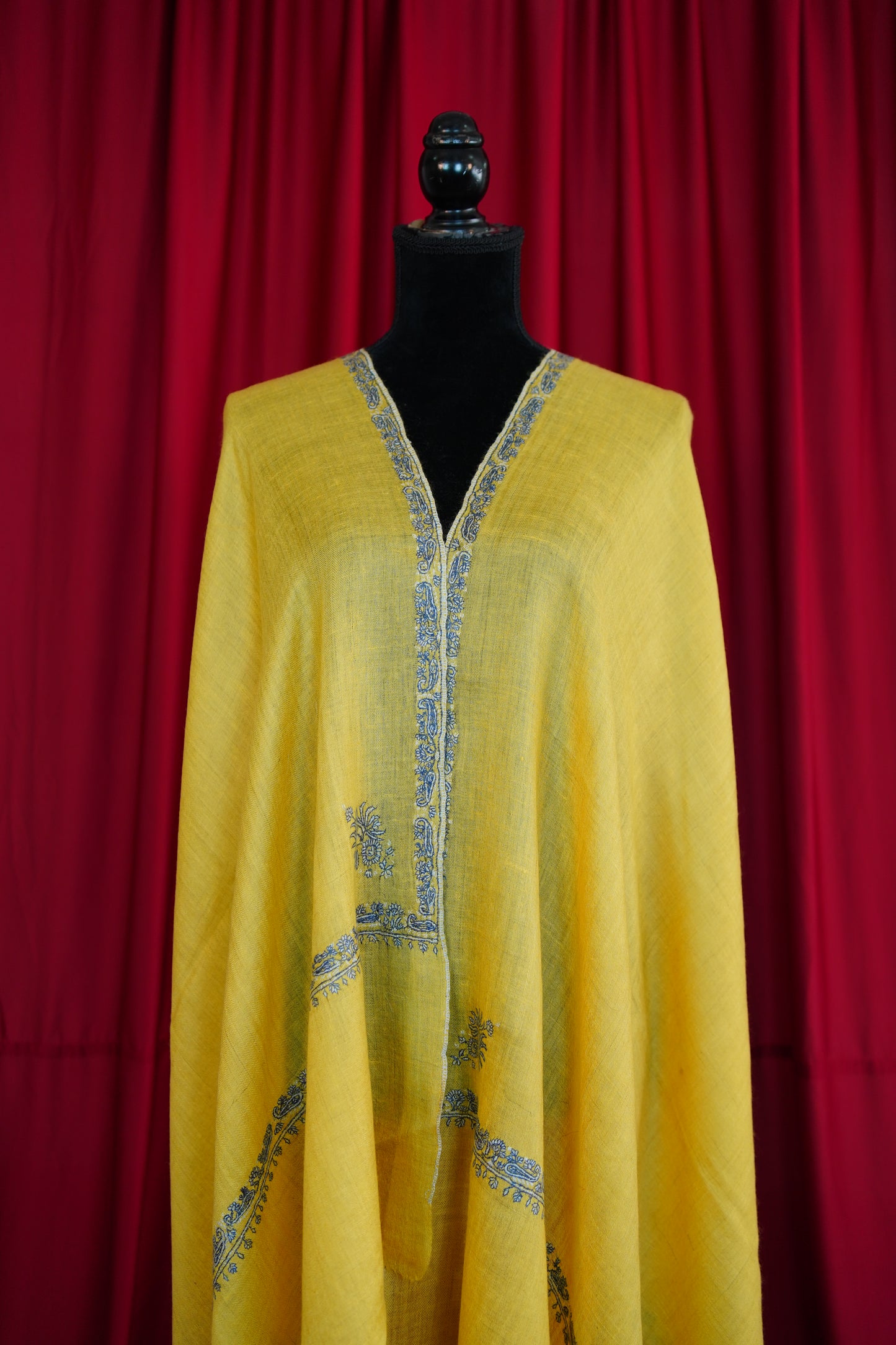 yellow GI embroidery pashmina stole 0233