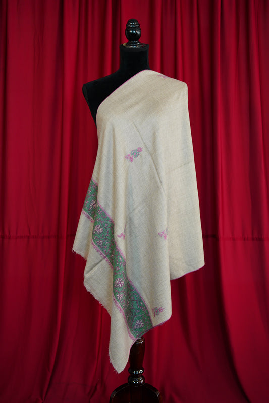 natural GI butis embroidery pashmina stole 0236