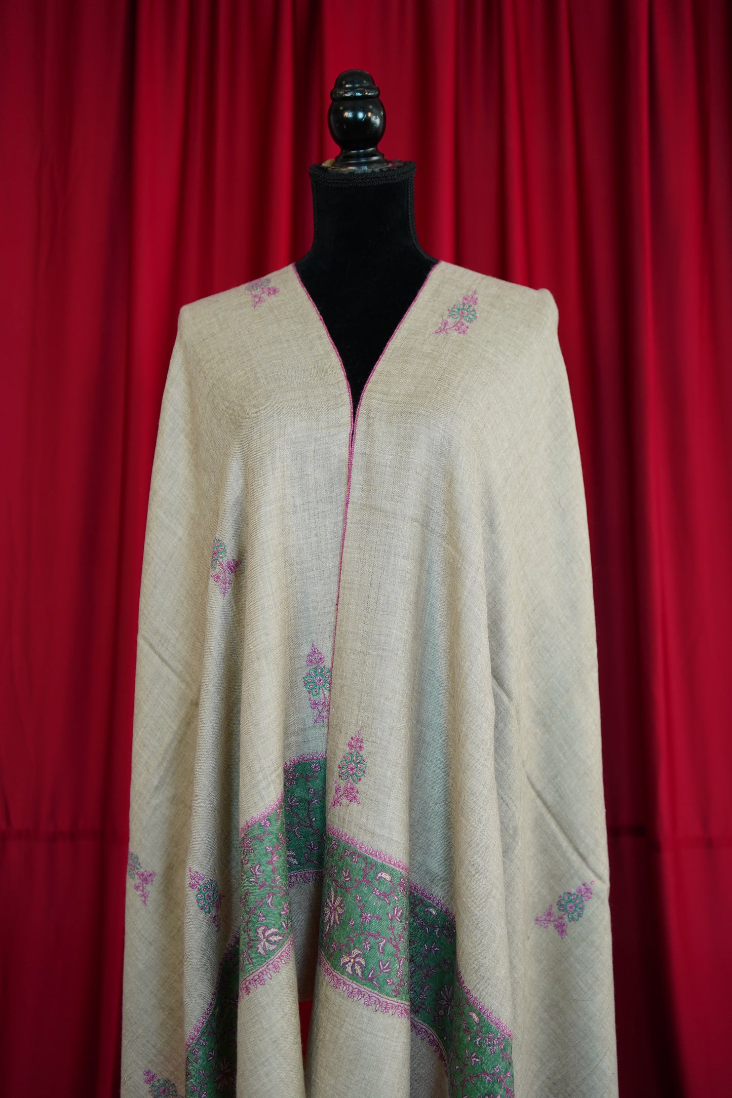 natural GI butis embroidery pashmina stole 0236