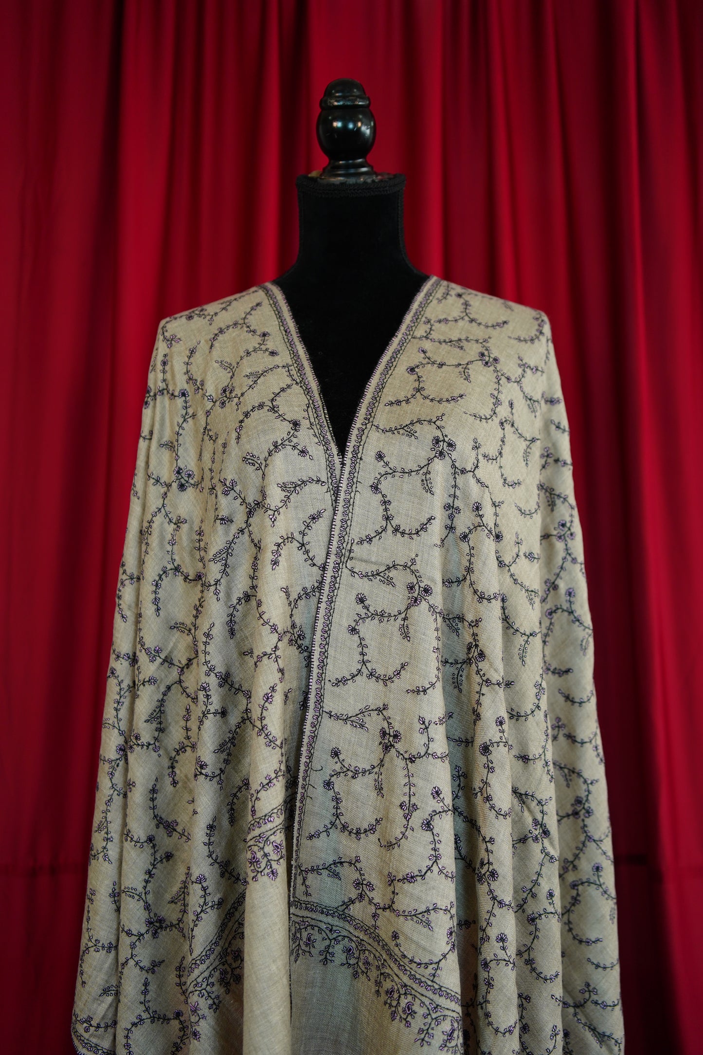 natural GI jaalii embroidery pashmina stole 0237