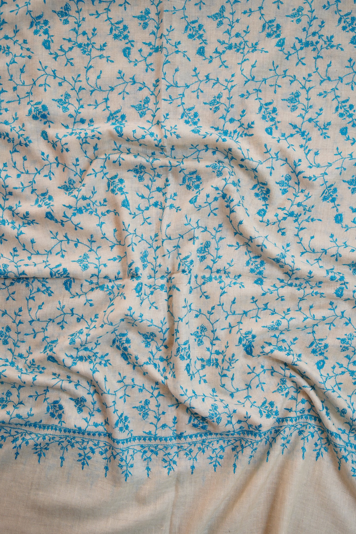 pure white GI jaali embroidery pashmina stole 0238