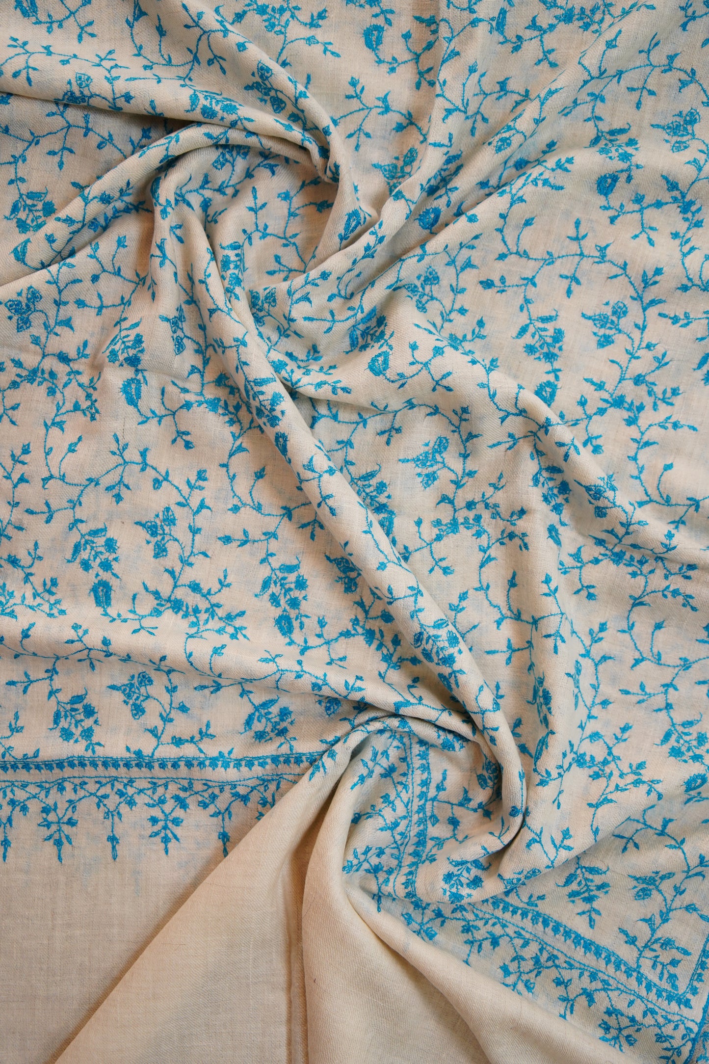 pure white GI jaali embroidery pashmina stole 0238