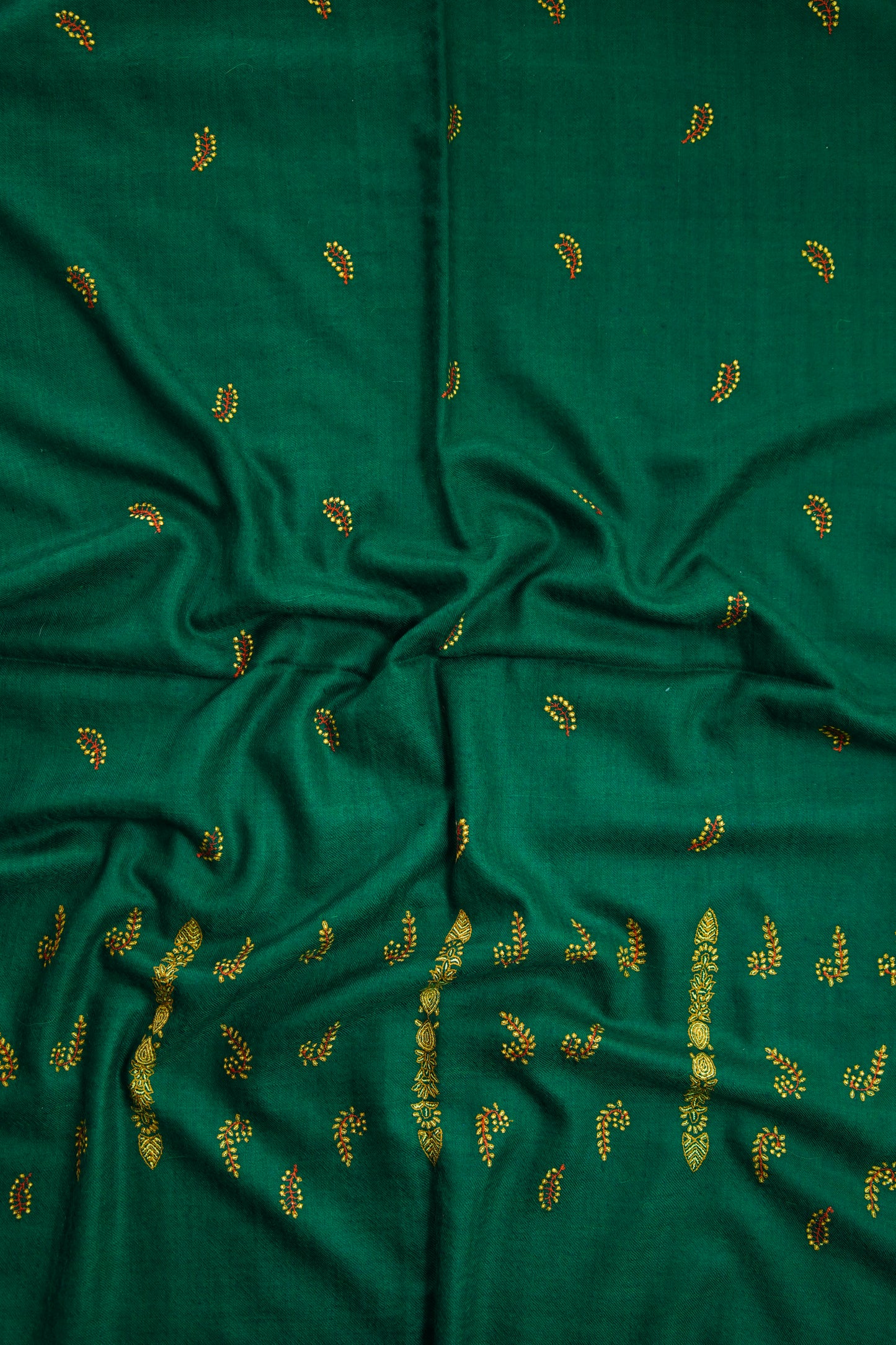 green GI butis embroidery pashmina stole 0241