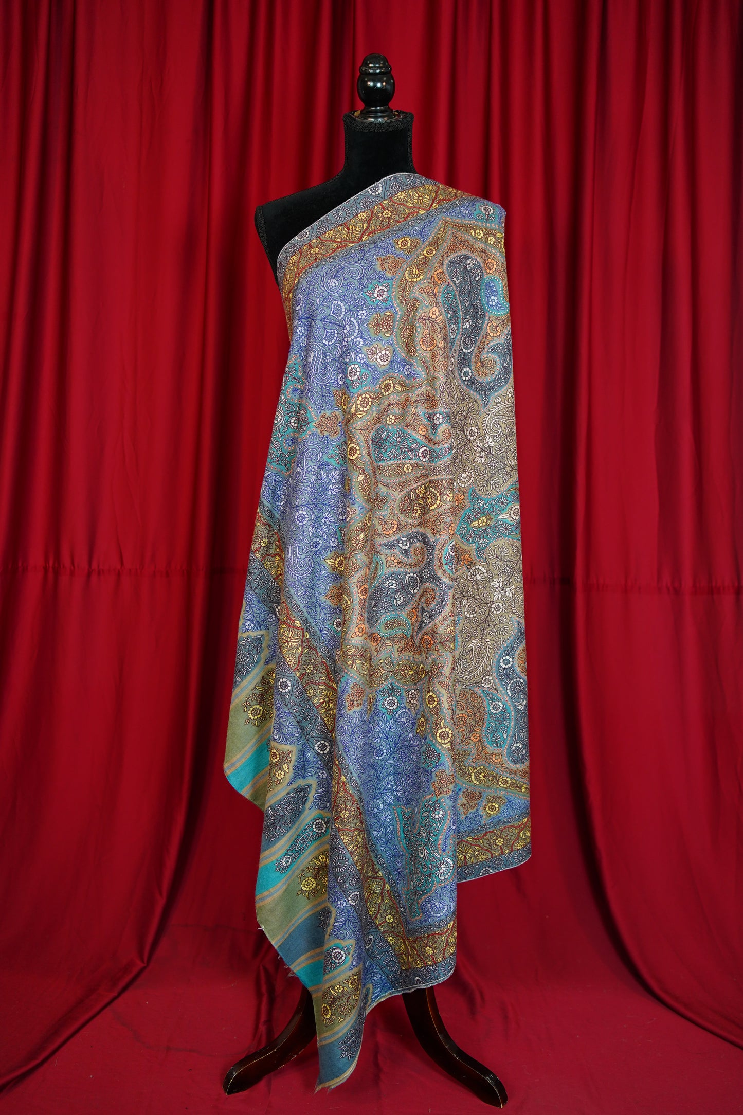 multi-coloured GI jamma embroidery pashmina shawl 0244