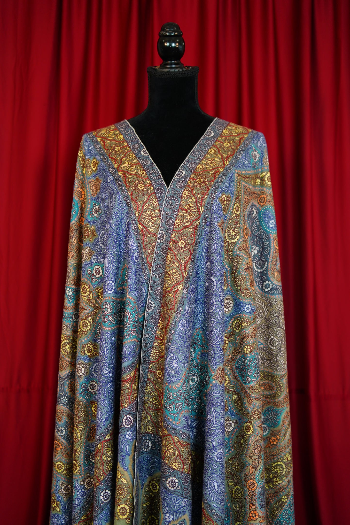 multi-coloured GI jamma embroidery pashmina shawl 0244