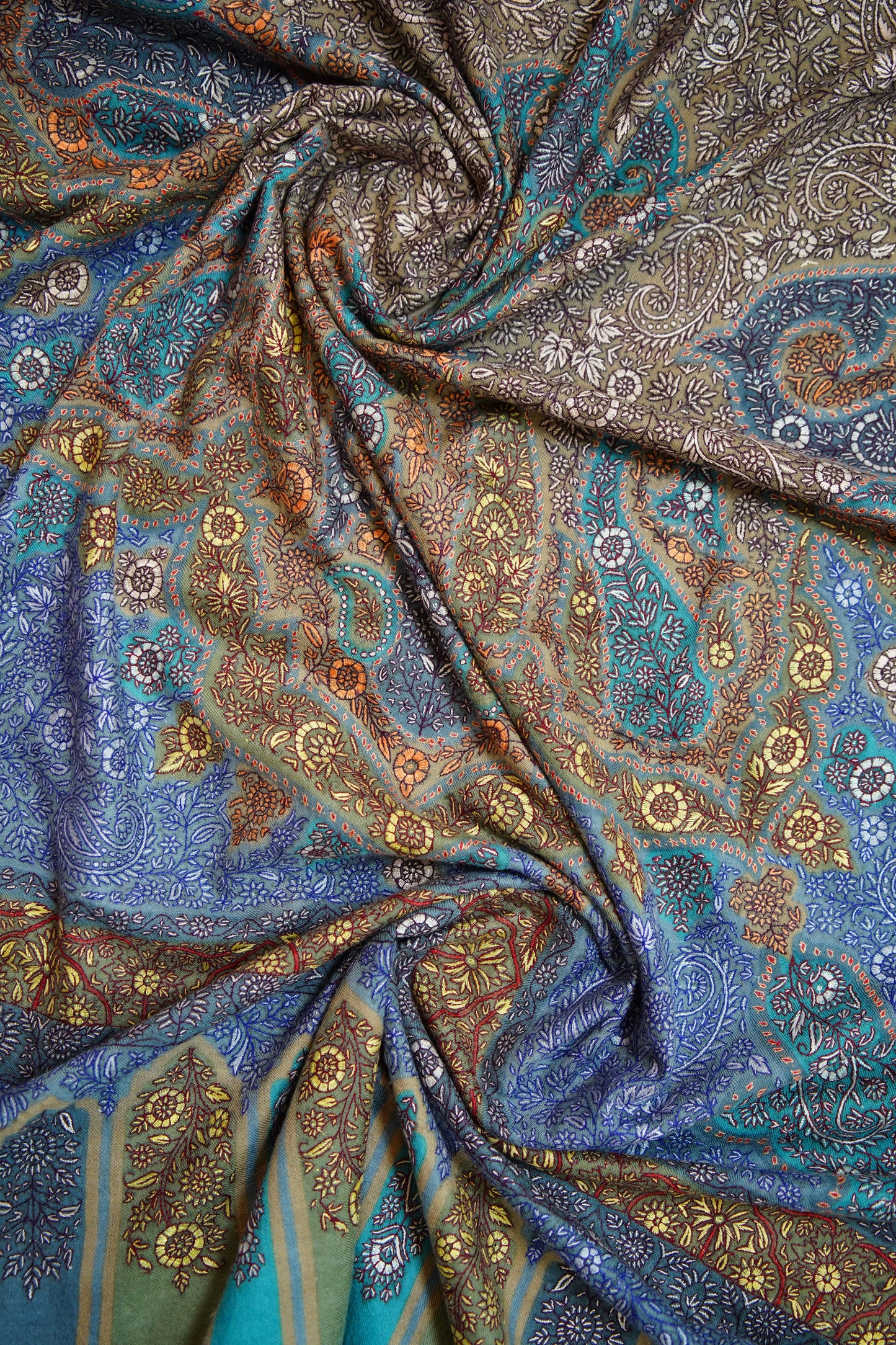 multi-coloured GI jamma embroidery pashmina shawl 0244