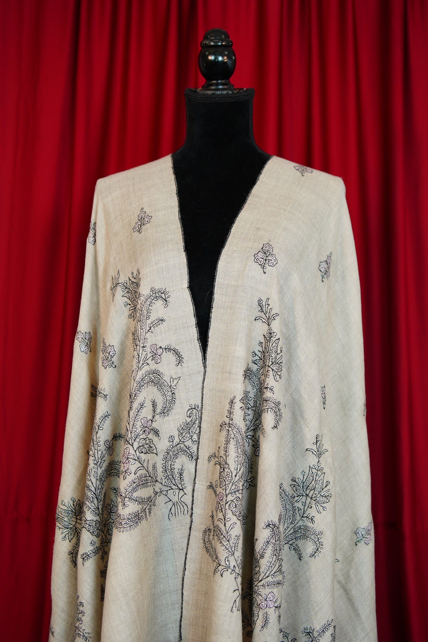 natural GI butis embroidery pashmina shawl 0245