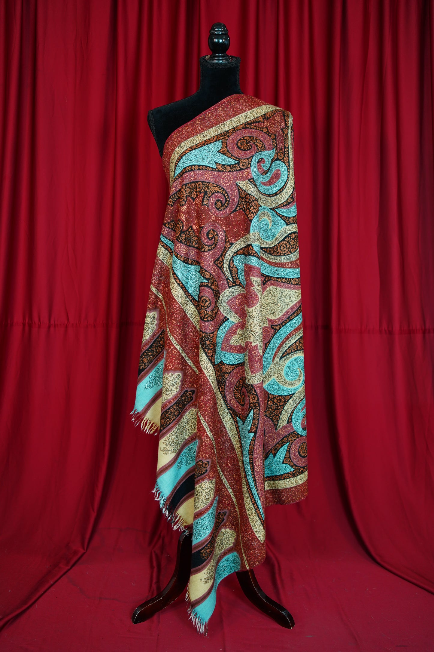 multi-coloured GI jamma embroidery pashmina shawl 0246