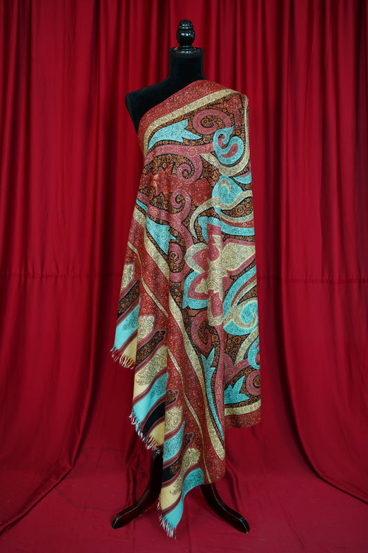 multi-coloured GI jamma embroidery pashmina shawl 0246
