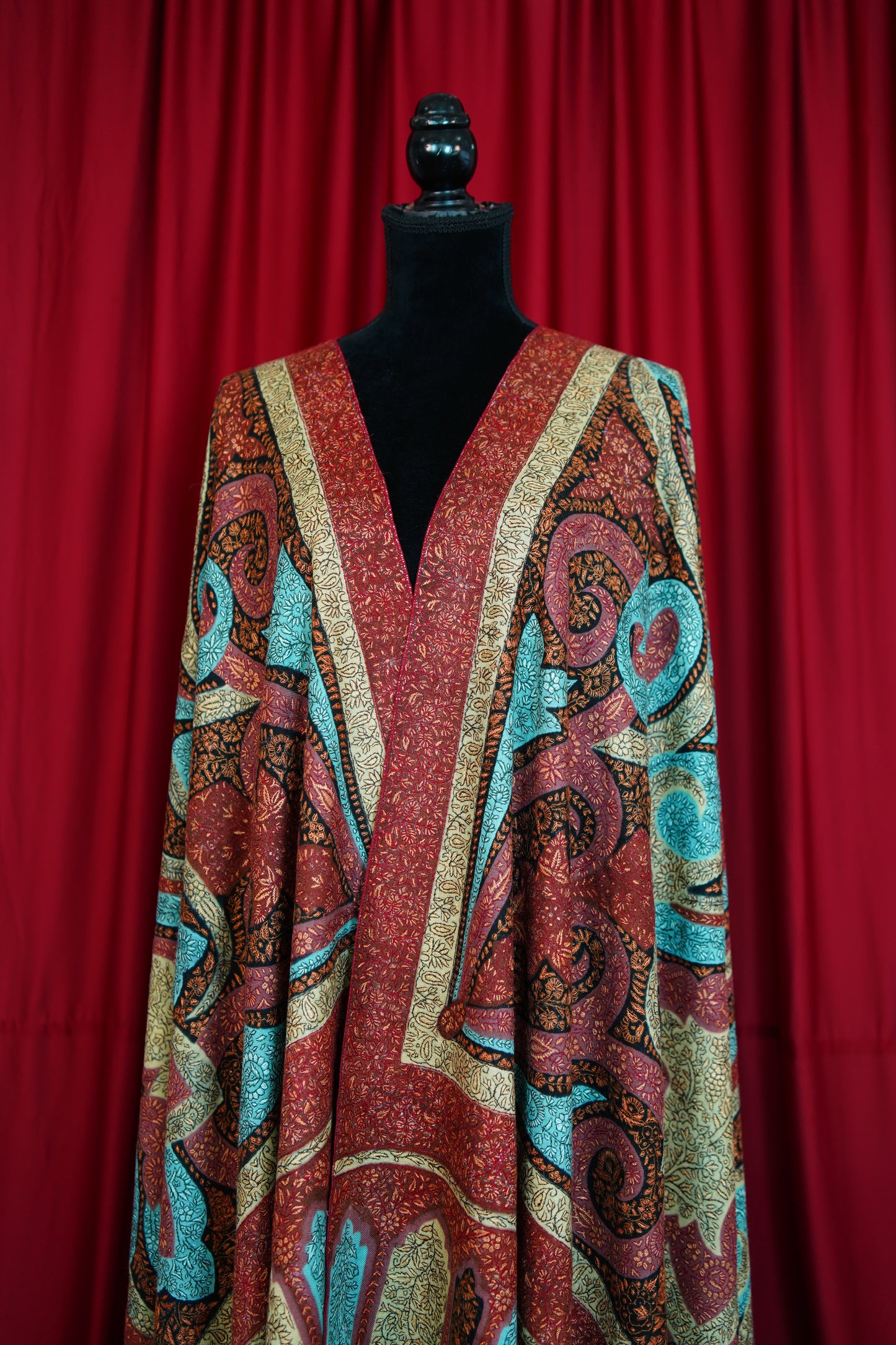 multi-coloured GI jamma embroidery pashmina shawl 0246