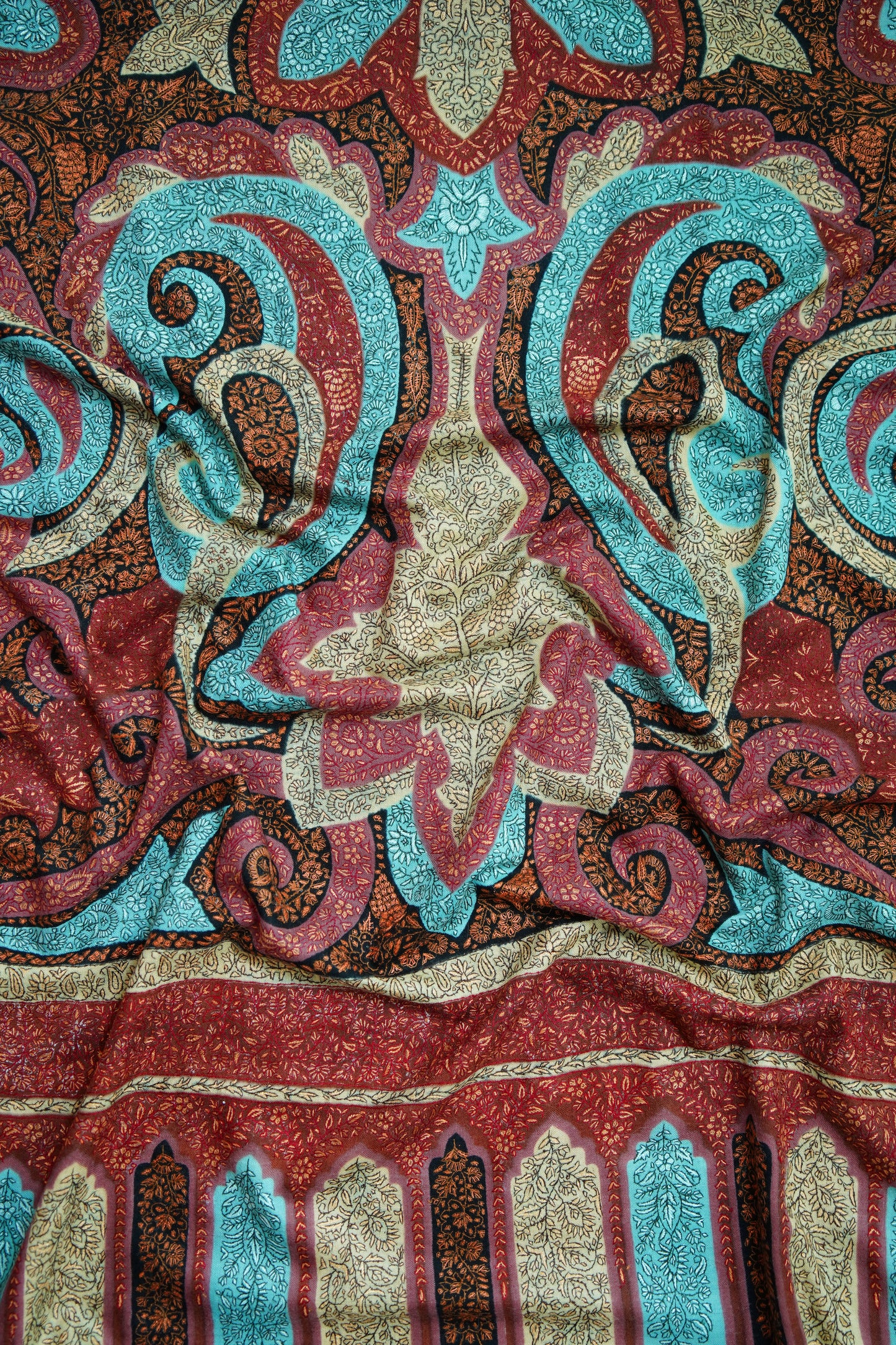 multi-coloured GI jamma embroidery pashmina shawl 0246