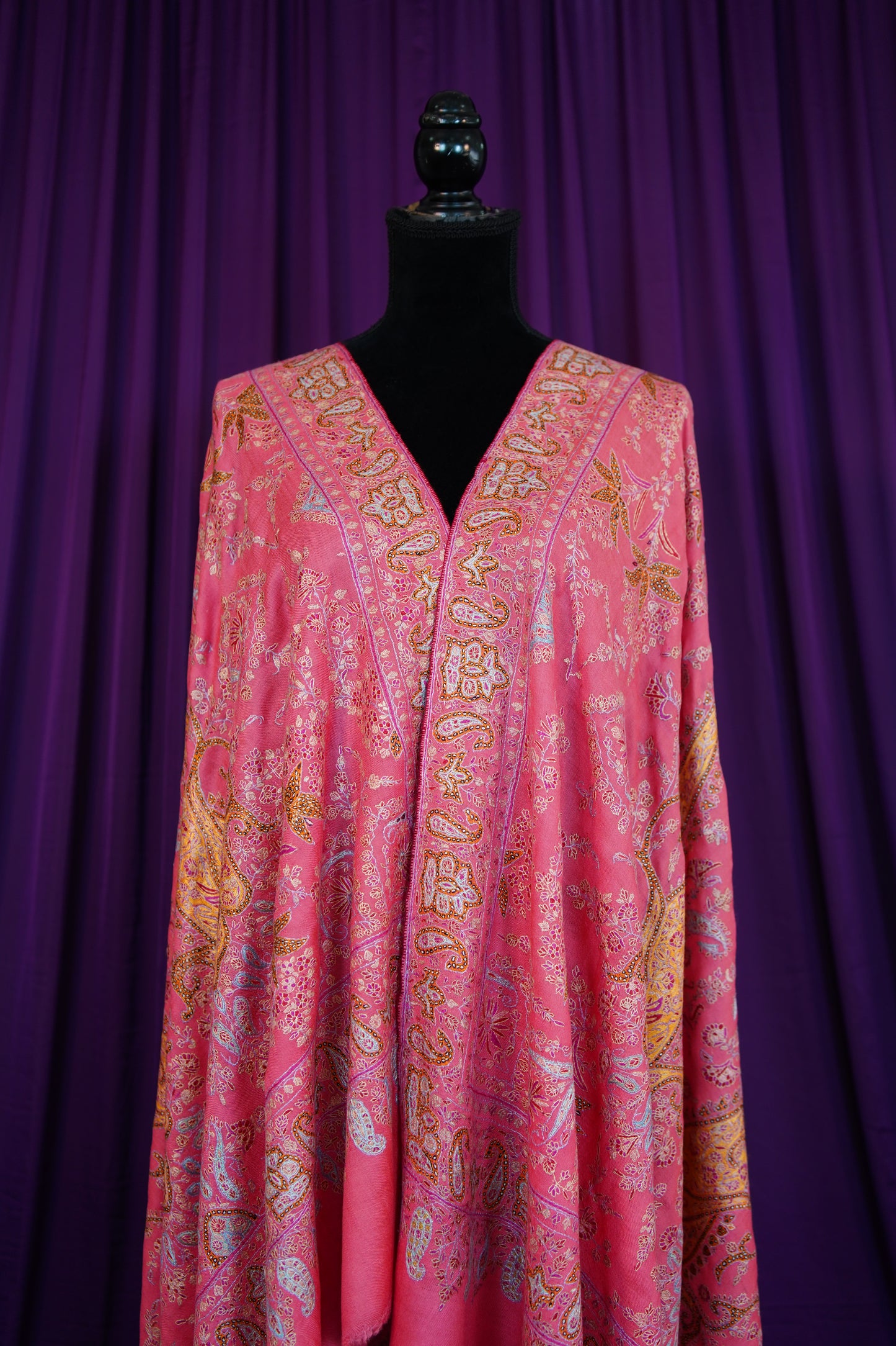 pink GI jamma embroidery pashmina shawl 0247