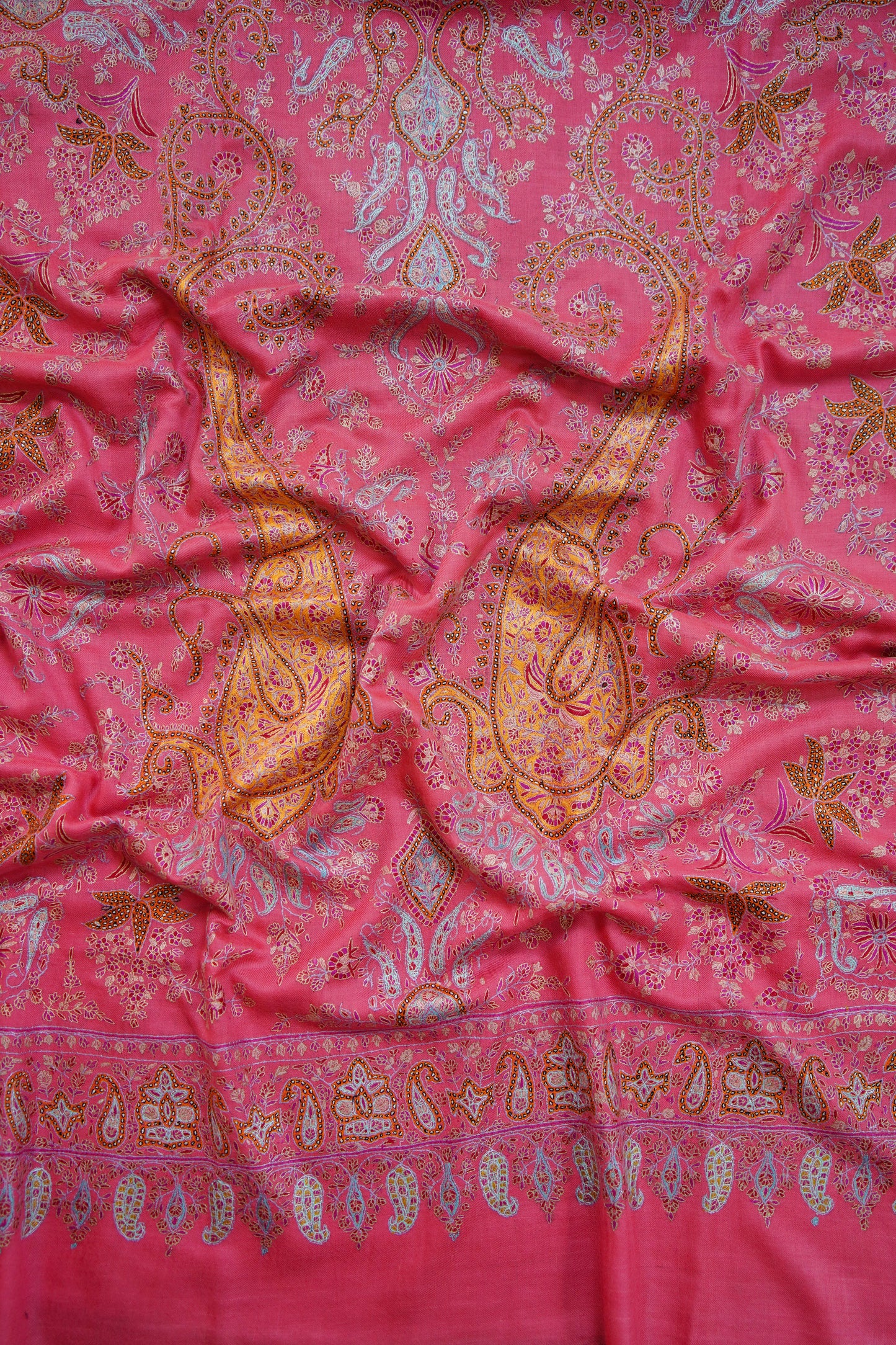 pink GI jamma embroidery pashmina shawl 0247