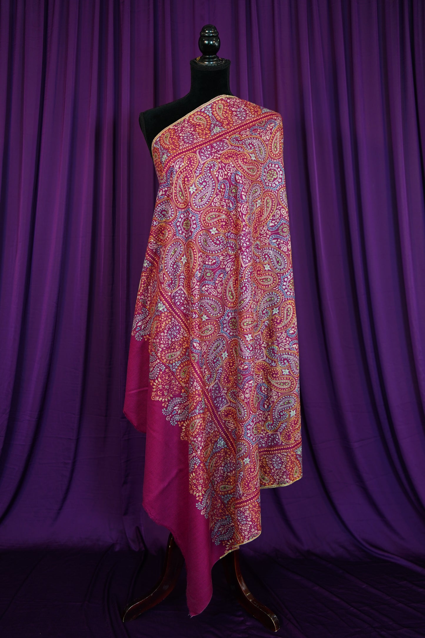 wine GI jamma embroidery pashmina shawl 0248