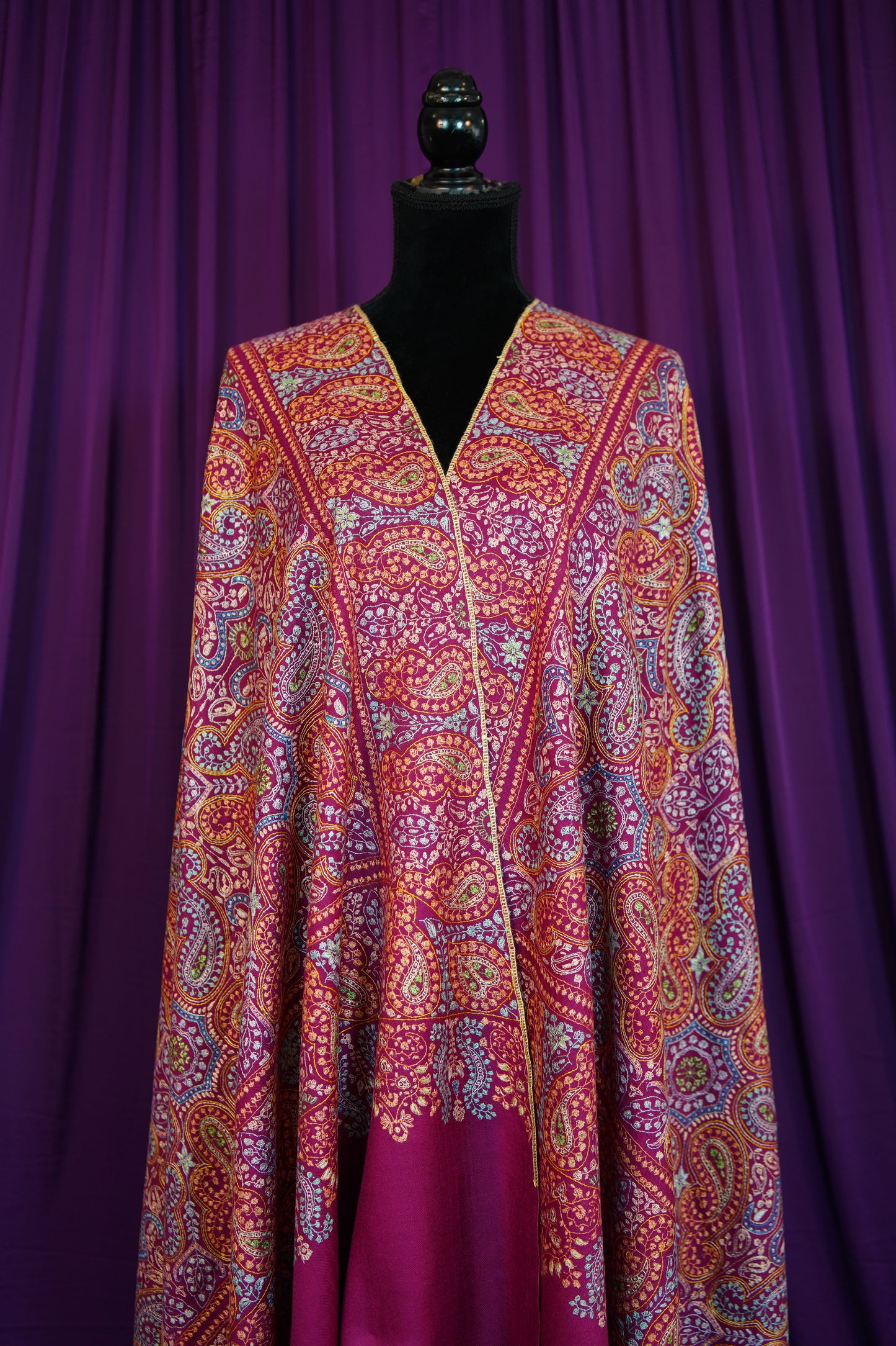 wine GI jamma embroidery pashmina shawl 0248