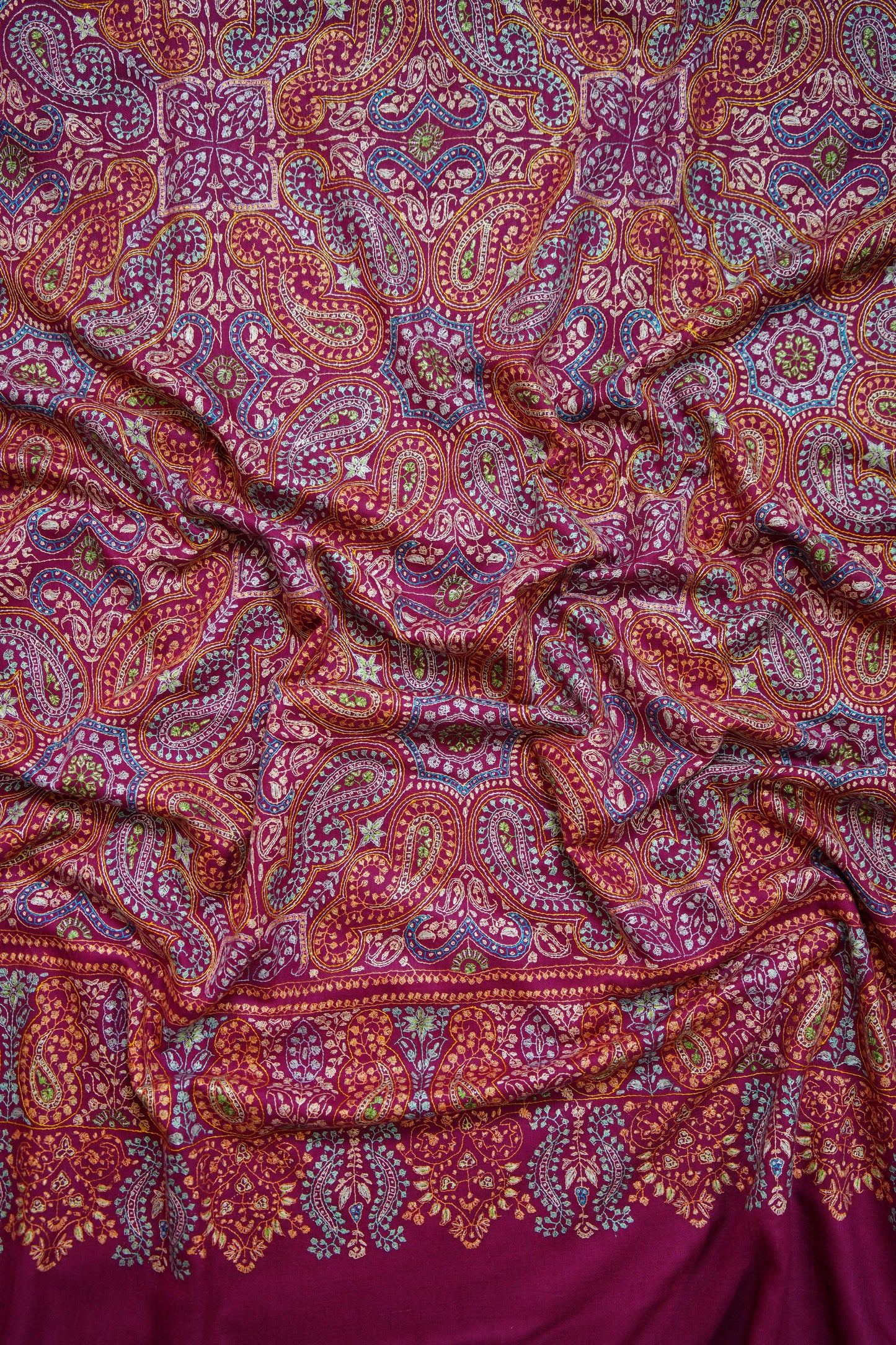 wine GI jamma embroidery pashmina shawl 0248