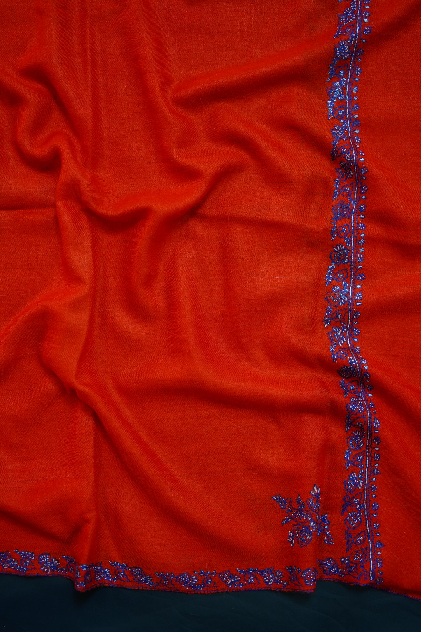 scarlet red GI embroidery pashmina stole 0249