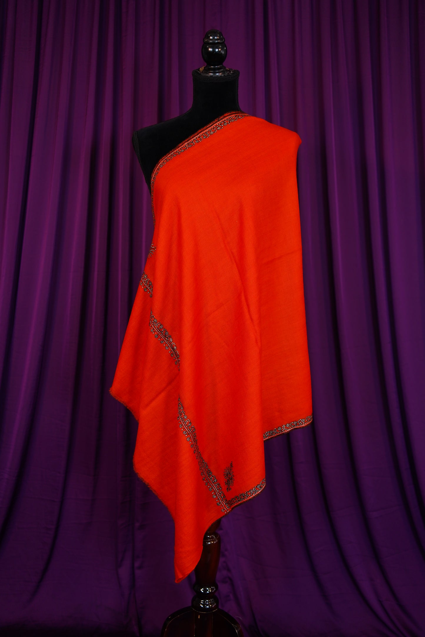 true red GI embroidery pashmina stole 0252