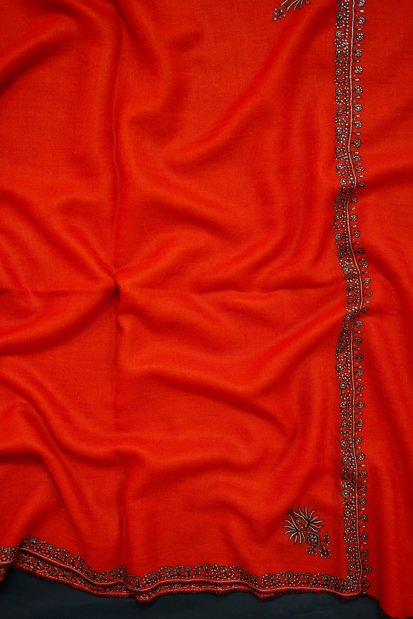 true red GI embroidery pashmina stole 0252