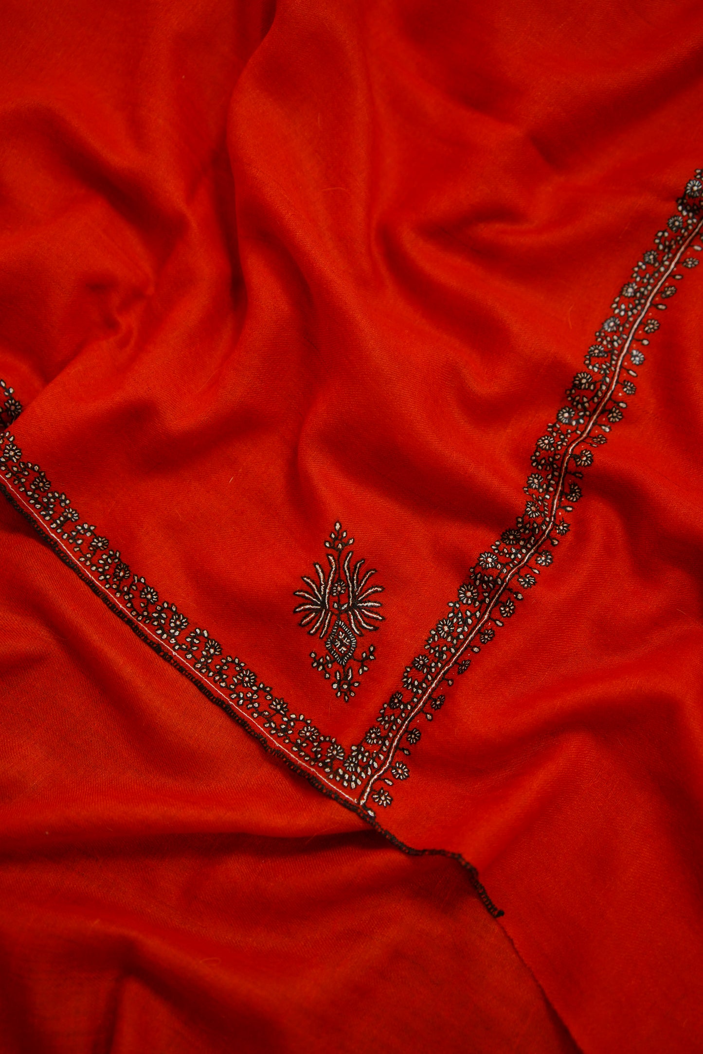 true red GI embroidery pashmina stole 0252