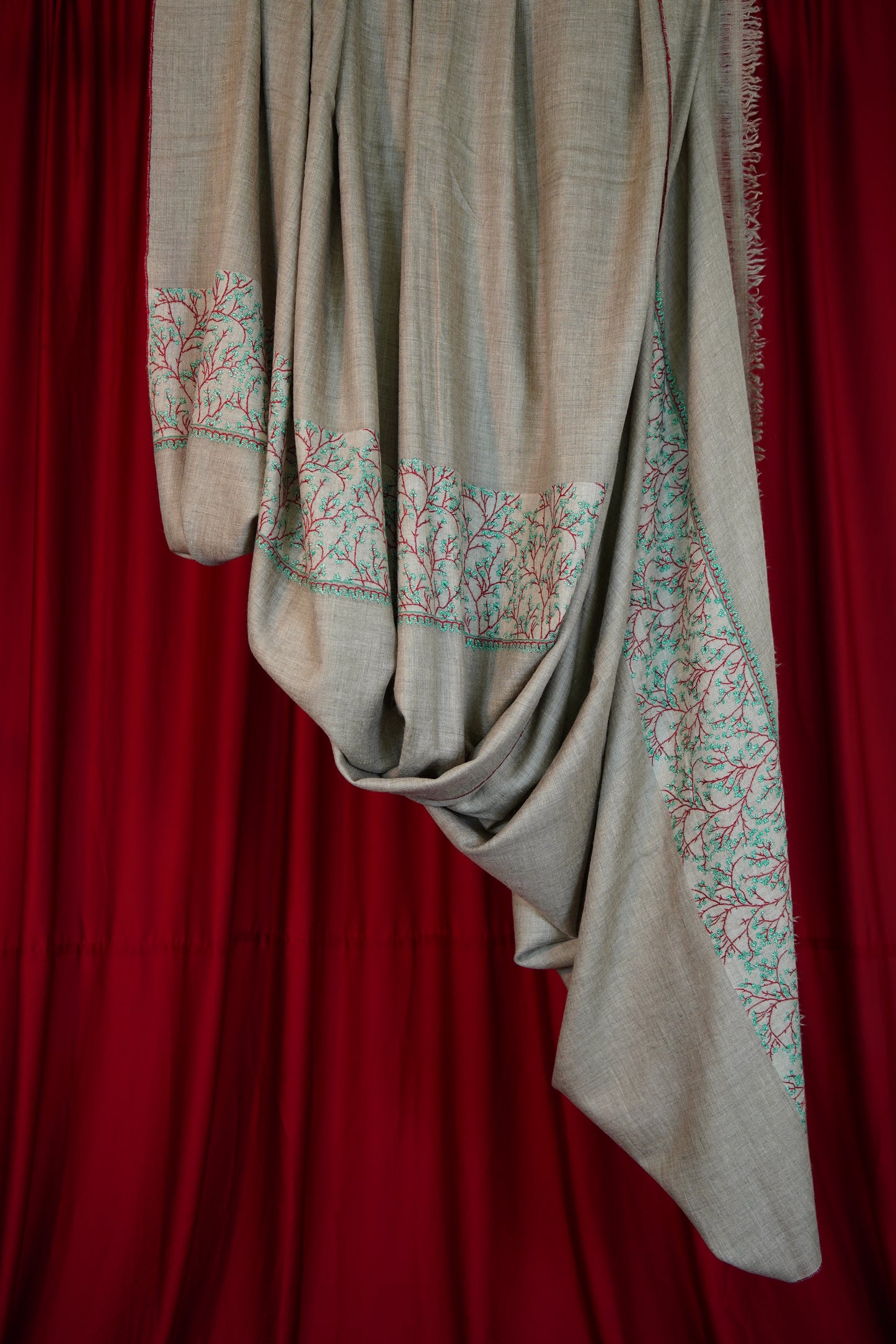 natural XL GI palla embroidery pashmina shawl 0258