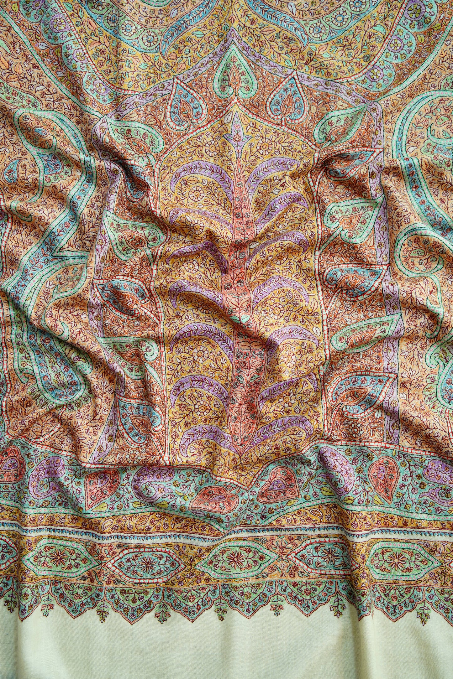 white GI jamma embroidery pashmina shawl 0266