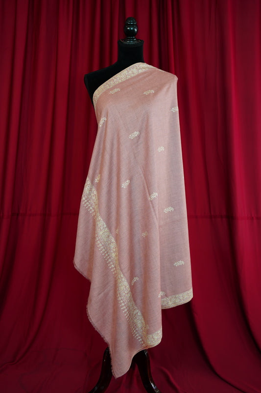 amaranth pink GI butis embroidery pashmina shawl 0269