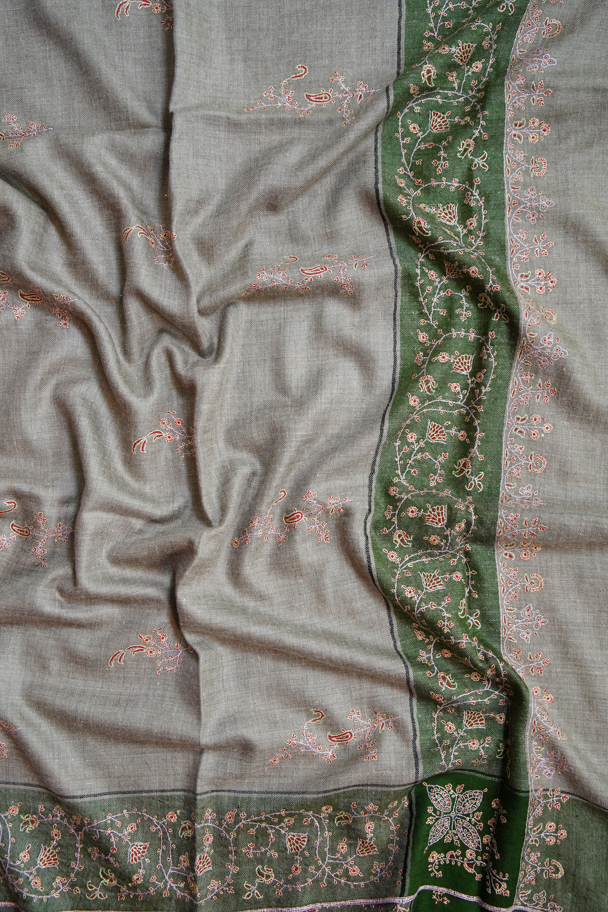 natural GI butis embroidery pashmina shawl 0281