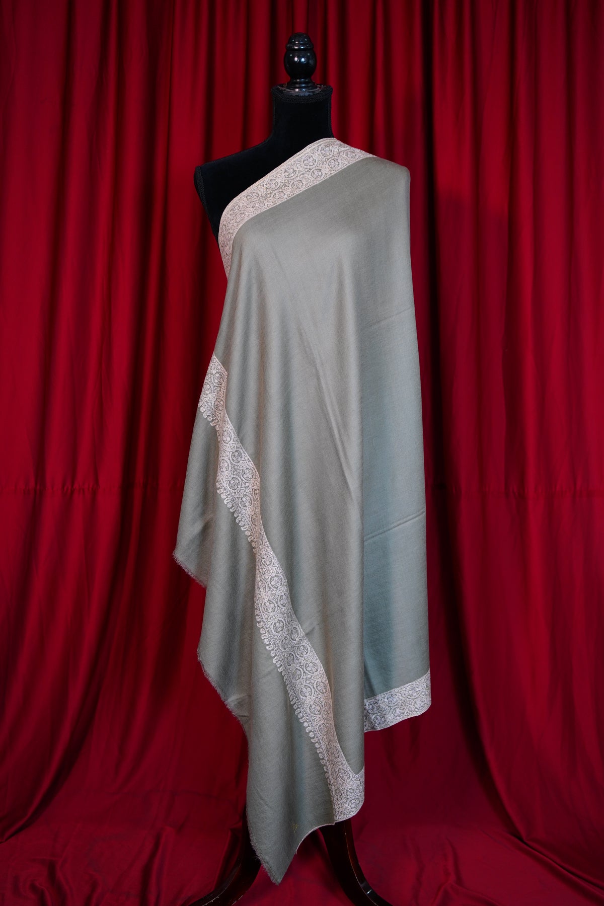 pigeon blue GI embroidery pashmina shawl 0283