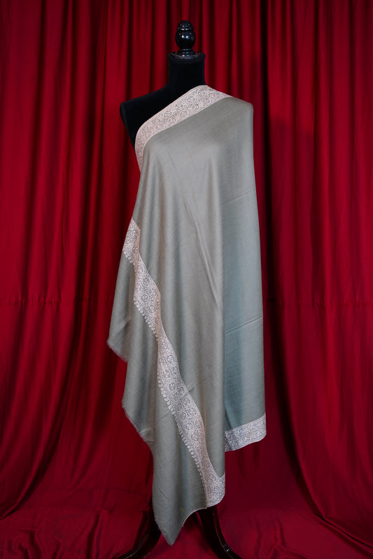 pigeon blue GI embroidery pashmina shawl 0283