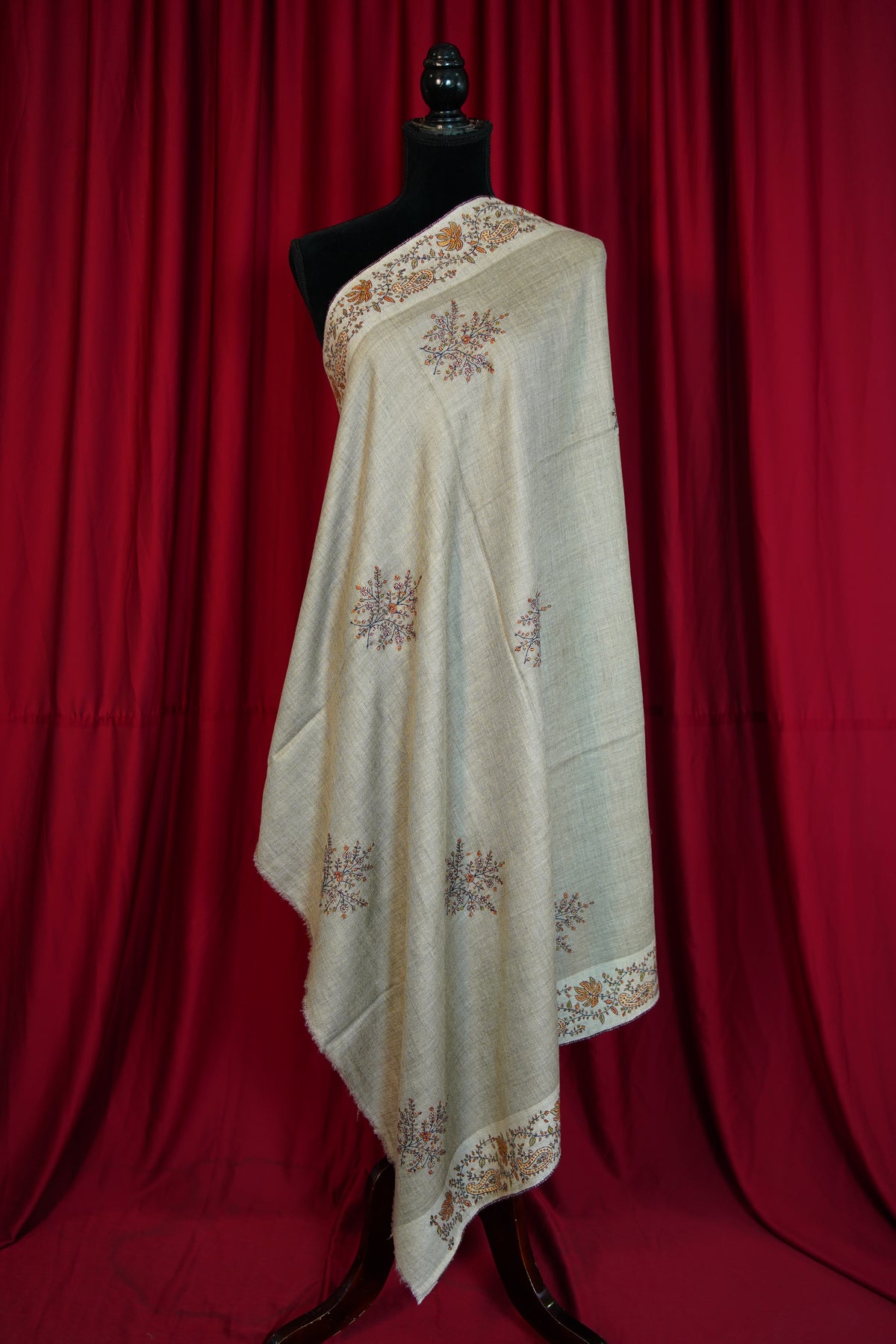 natural GI butis embroidery pashmina shawl 0289