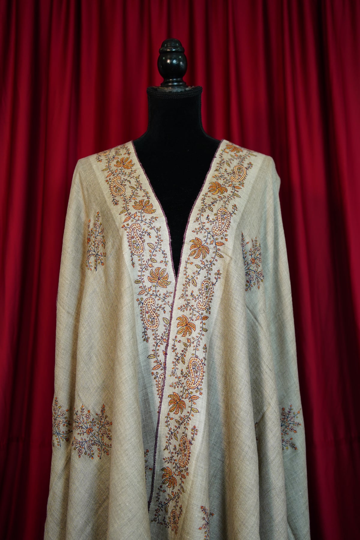 natural GI butis embroidery pashmina shawl 0289