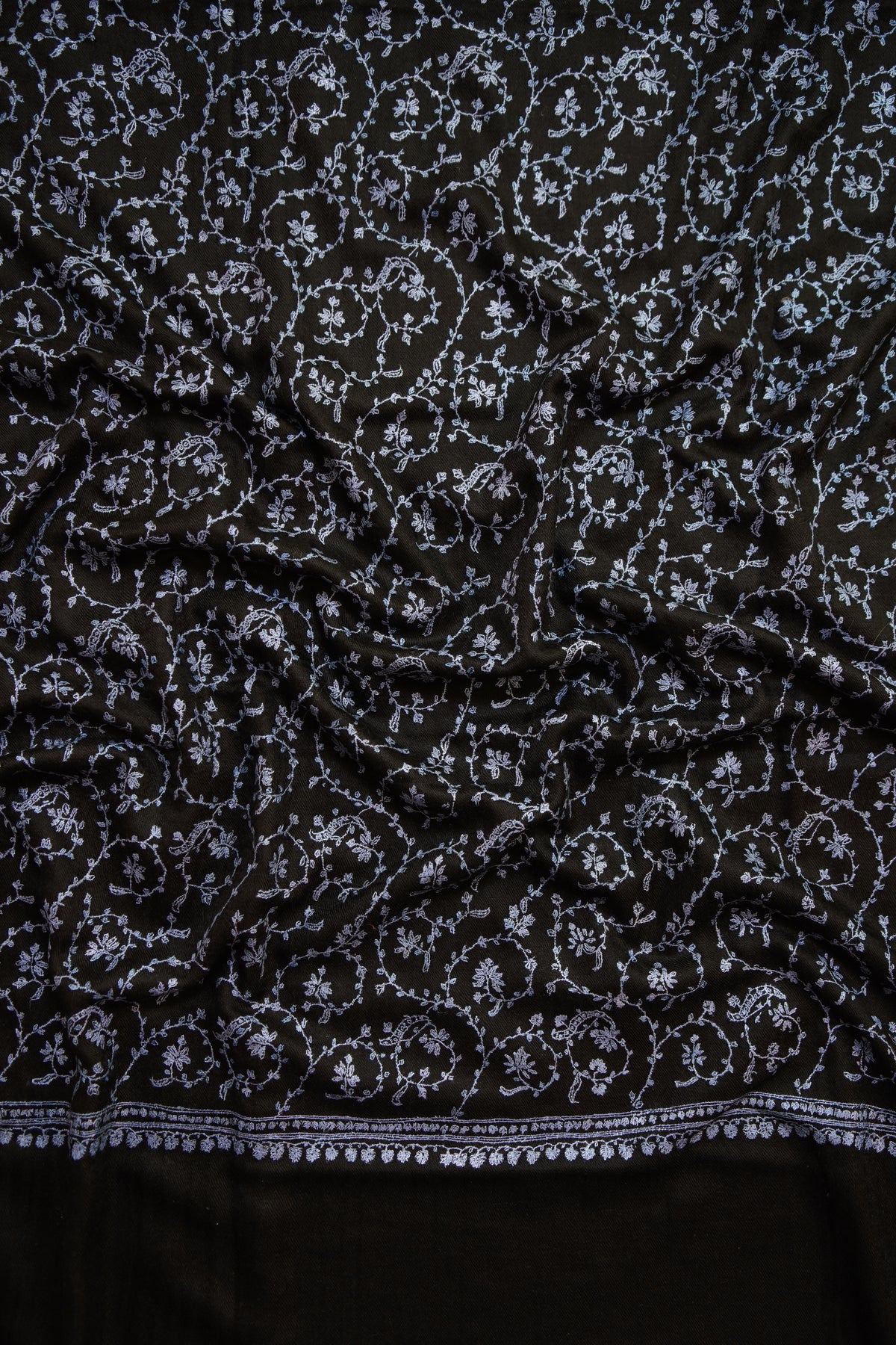 jet black GI jaali embroidery pashmina shawl 0292