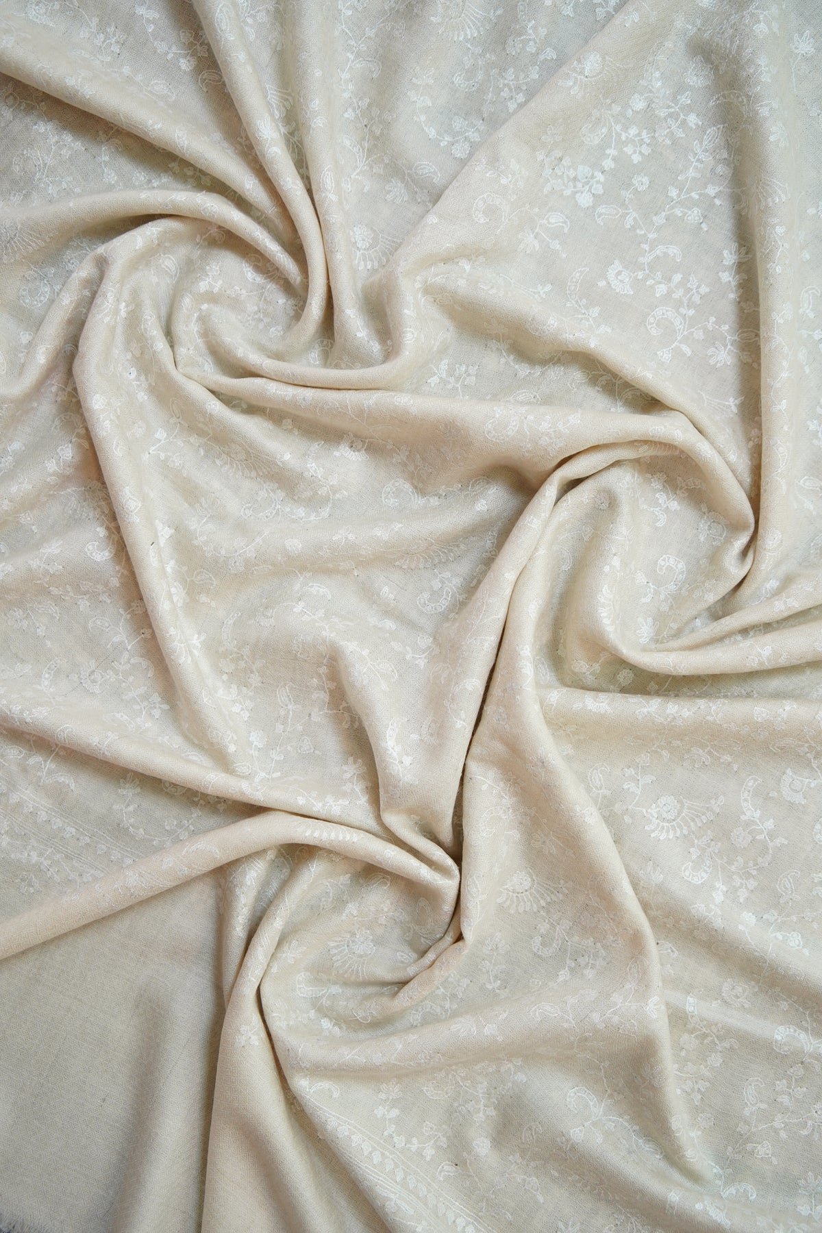 white on white GI embroidery pashmina shawl 0293