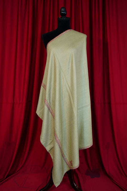 biscuit natural GI embroidery pashmina shawl 0294