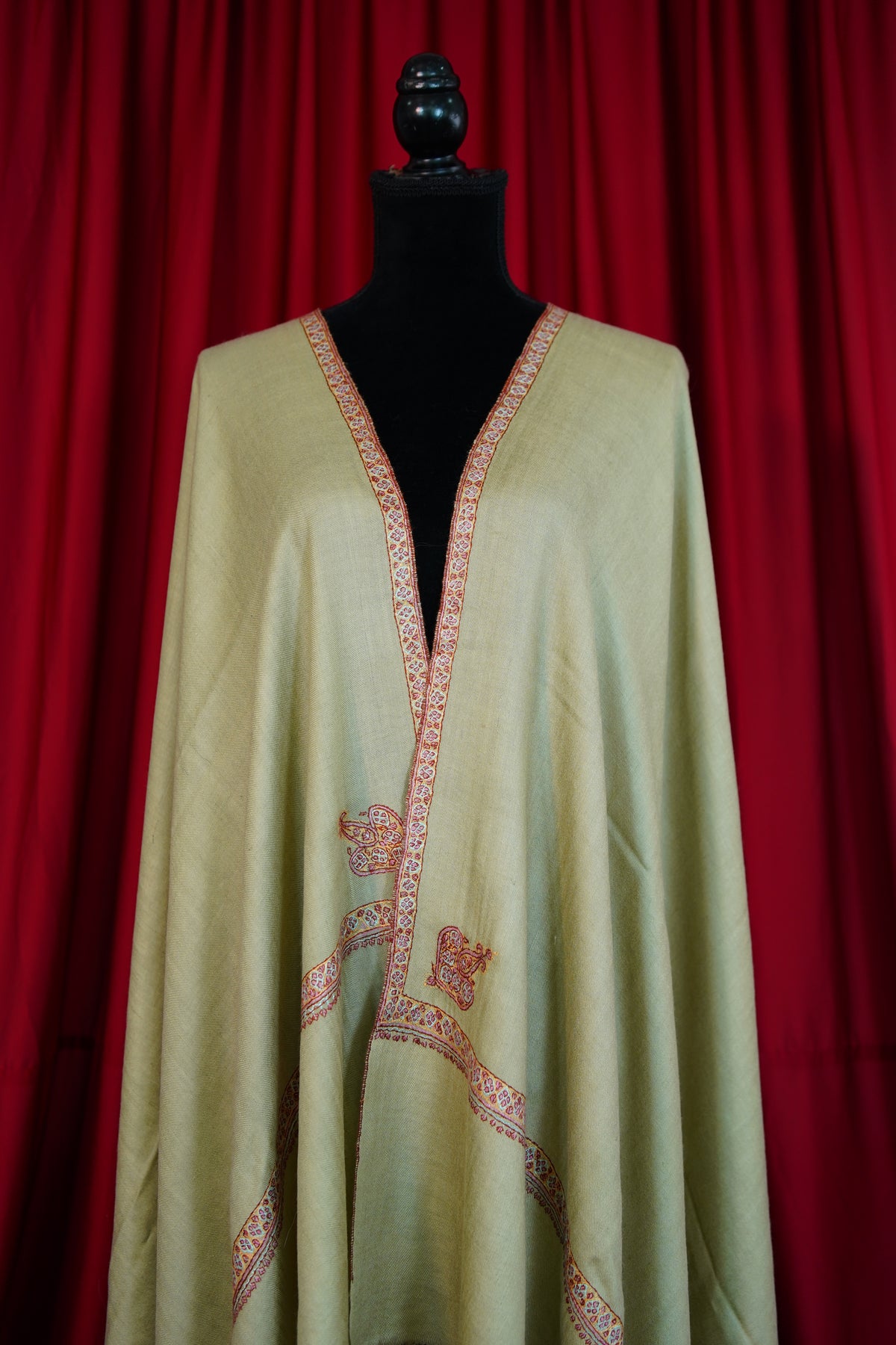 biscuit natural GI embroidery pashmina shawl 0294