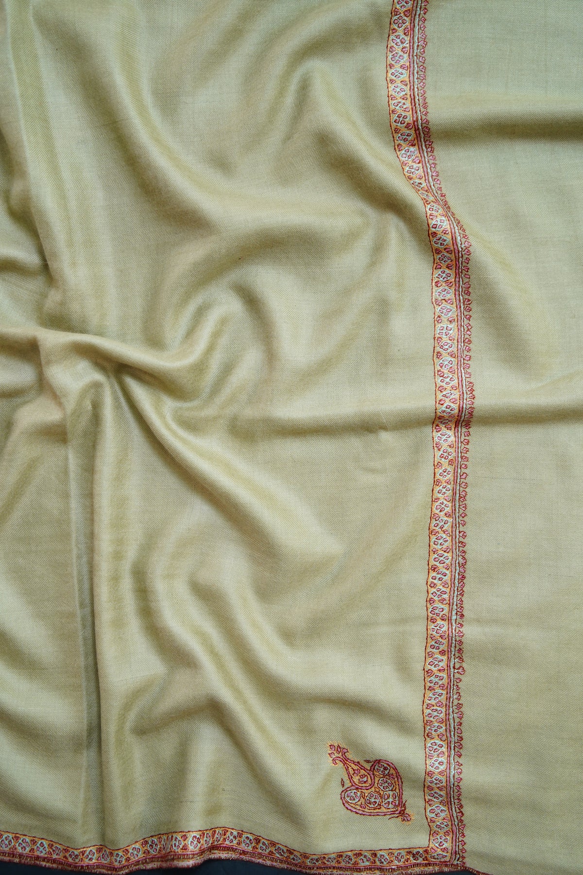 biscuit natural GI embroidery pashmina shawl 0294