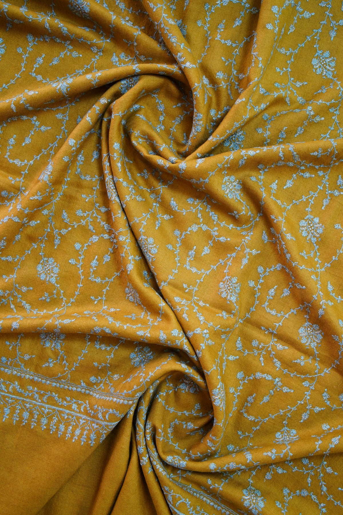 turmeric yellow GI embroidery pashmina shawl 0296