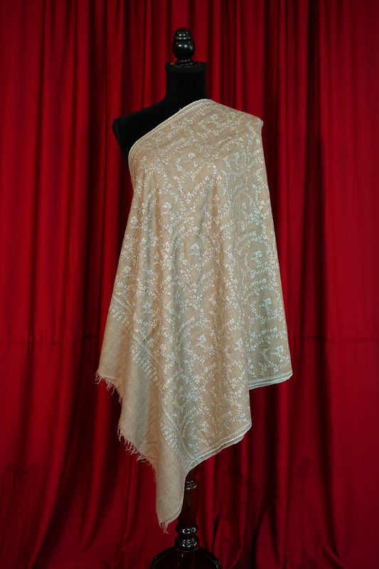 natural GI jaali embroidery pashmina stole 0301