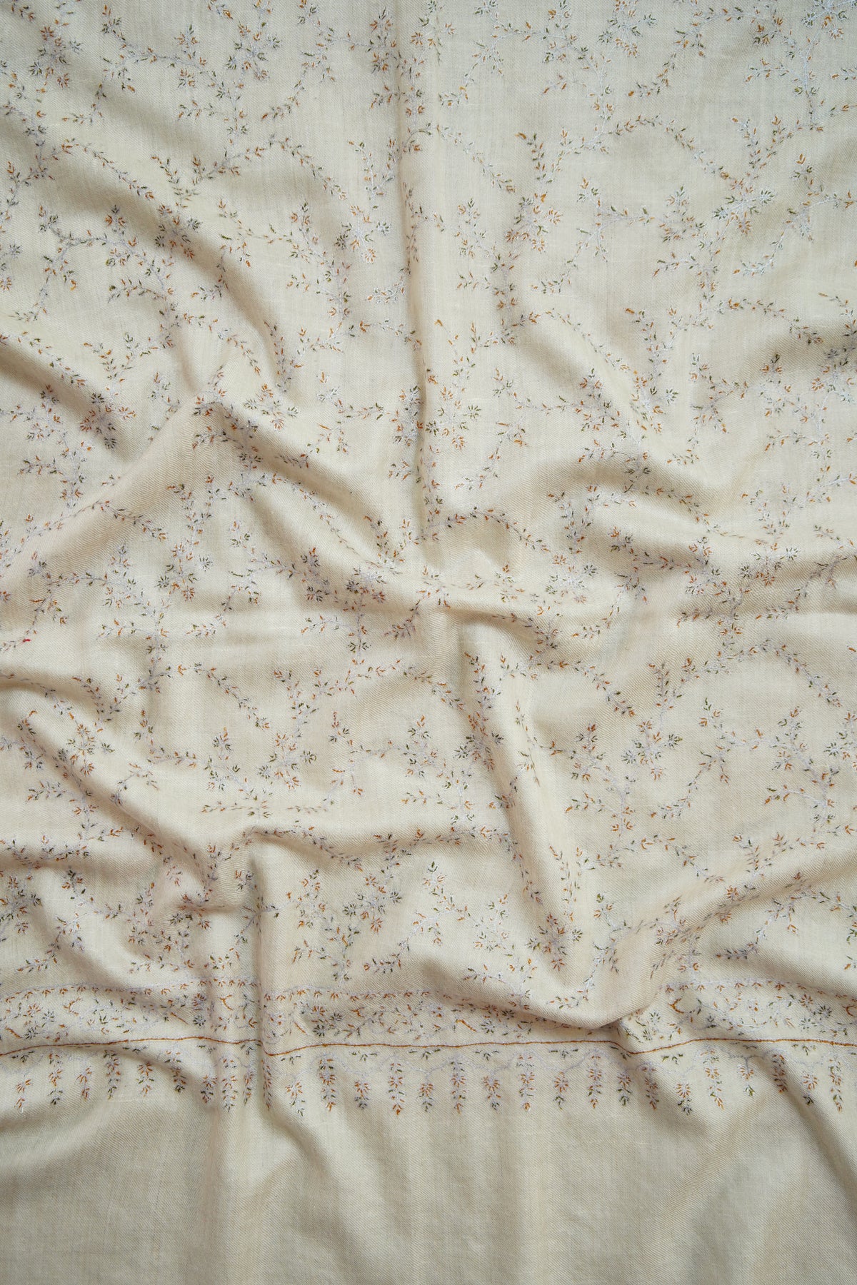 white GI jaali embroidery pashmina stole 0302