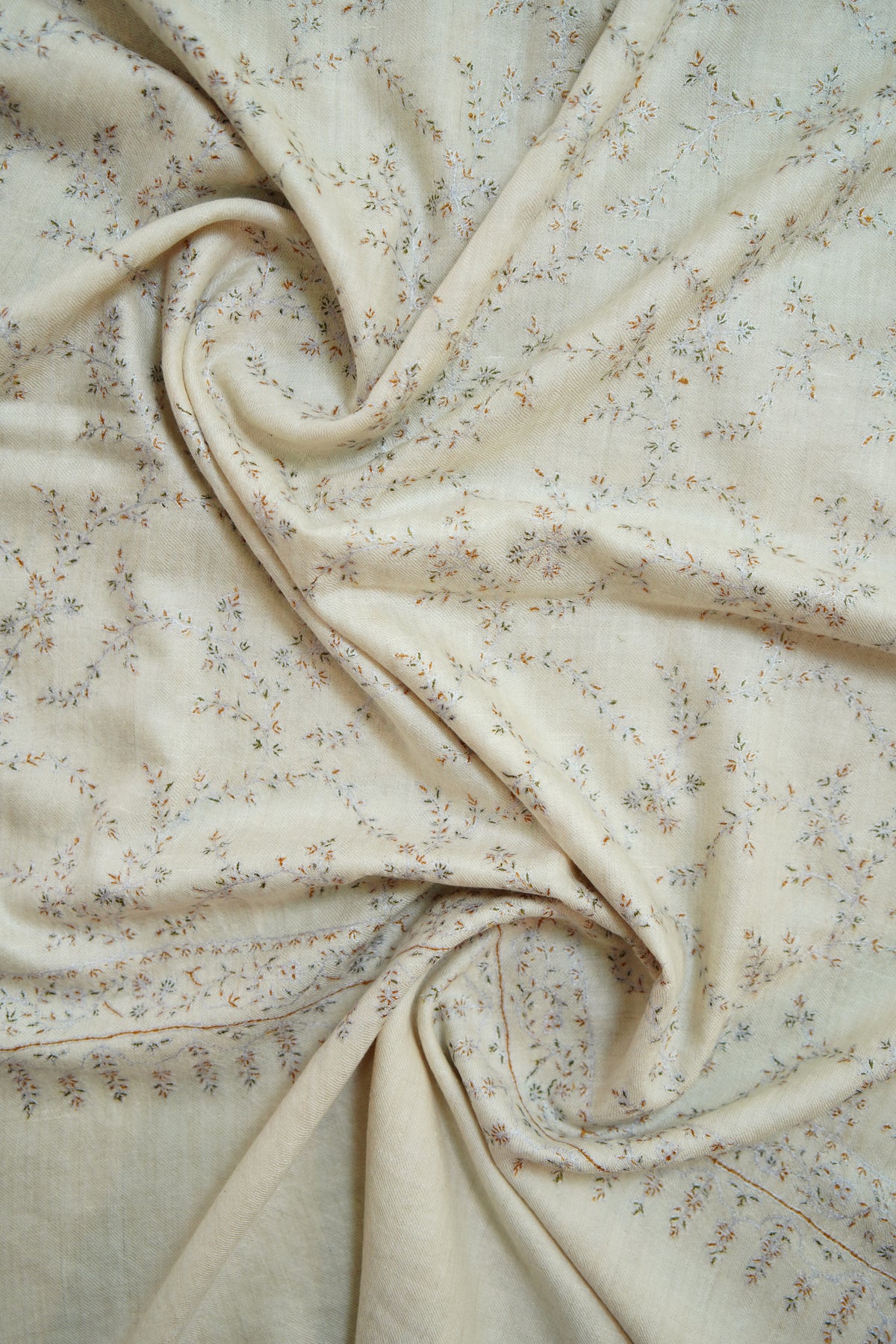 white GI jaali embroidery pashmina stole 0302