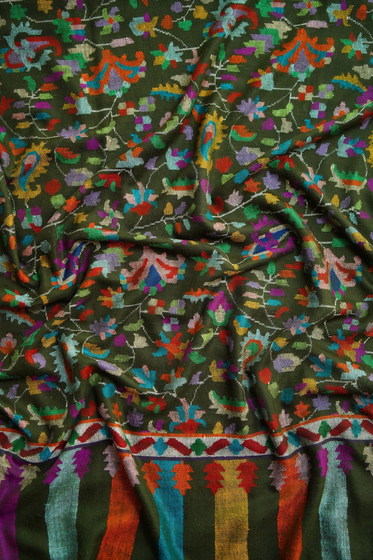 moss green GI kani jamma pashmina shawl 0306