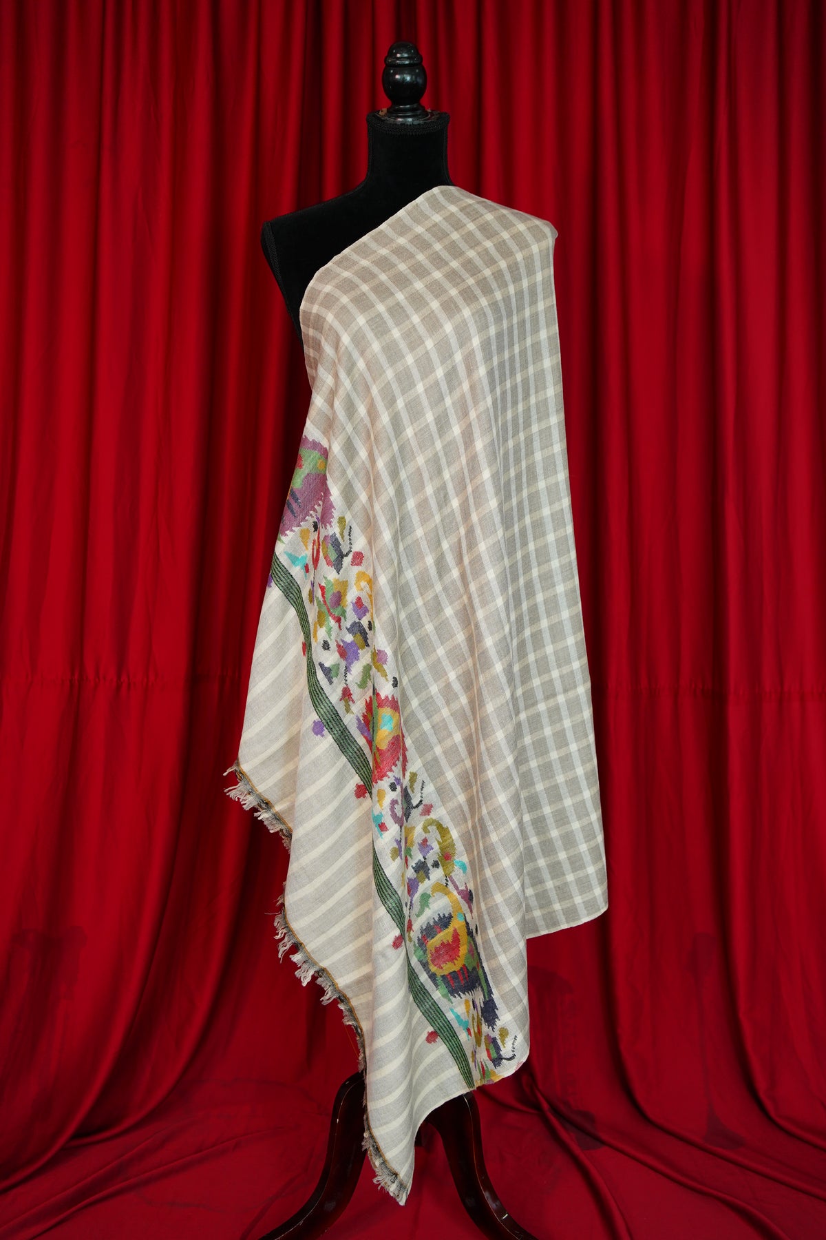 off-white GI checked kani palla pashmina shawl 0307