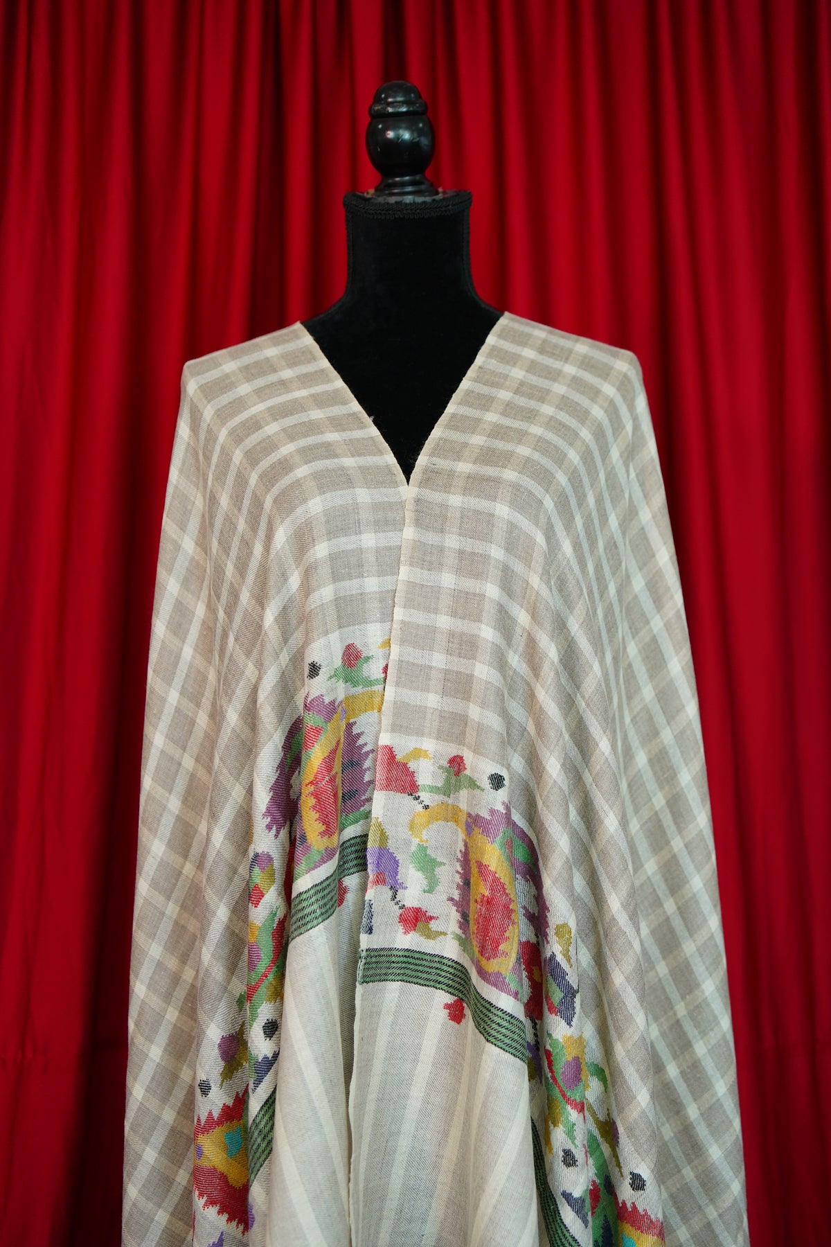 off-white GI checked kani palla pashmina shawl 0307